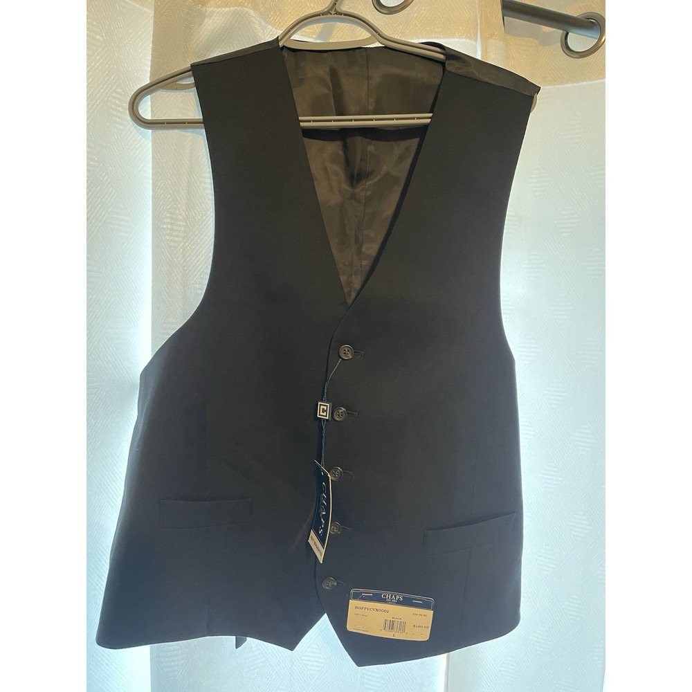 Chaps Vest Mens Black Large L Hoffman Career Business Button Down Formal NWT.